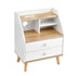 Bedside Table – 2 Drawers, 3 Shelves, Charging Ports, White & Pine