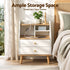 Bedside Table – 2 Drawers, 3 Shelves, Charging Ports, White & Pine