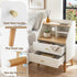Bedside Table – 2 Drawers, 3 Shelves, Charging Ports, White & Pine