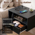 Artiss Floating Bedside Table with Charging Station Black Nightstand 1 Drawer