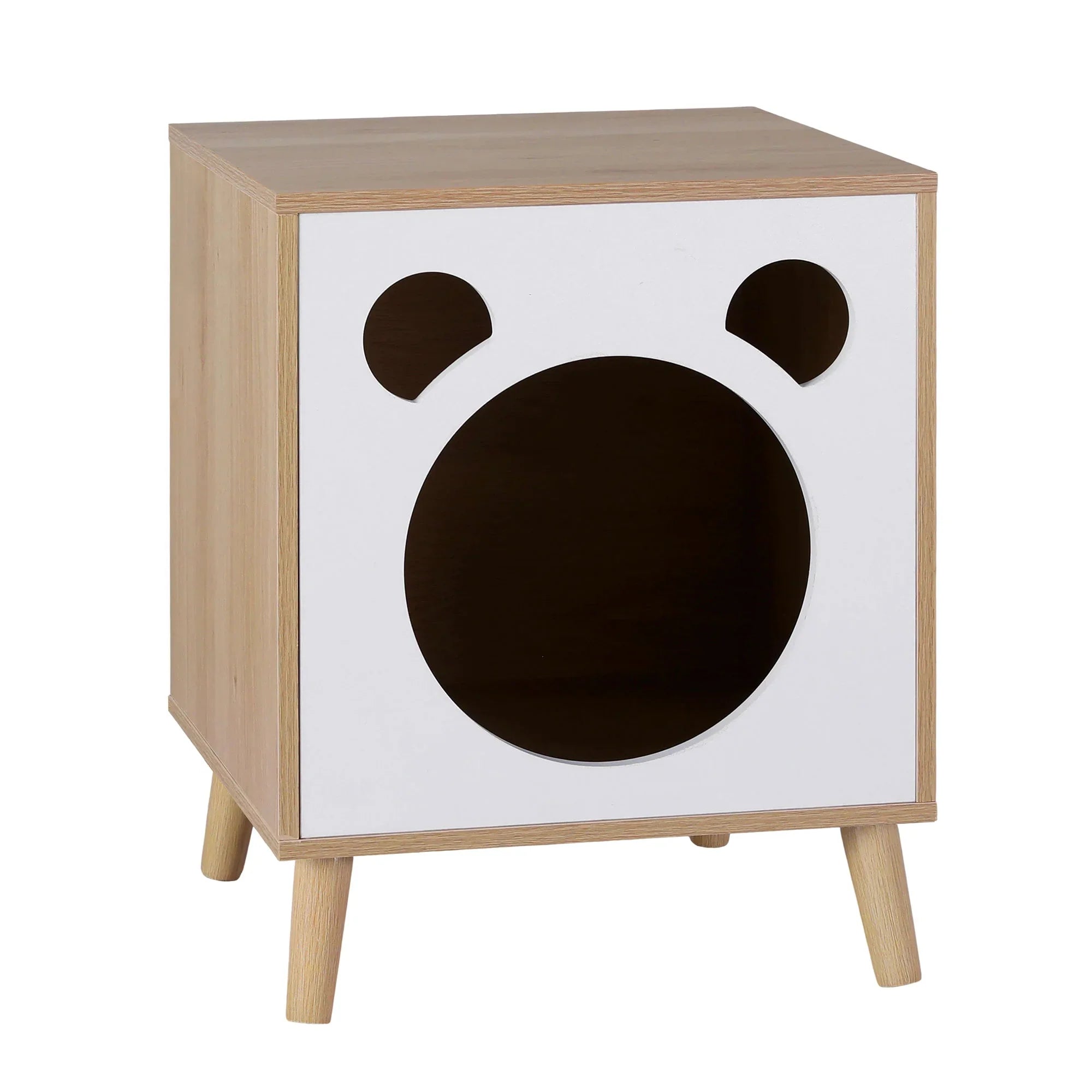 Cat Nest Bedside Table Solid Wood