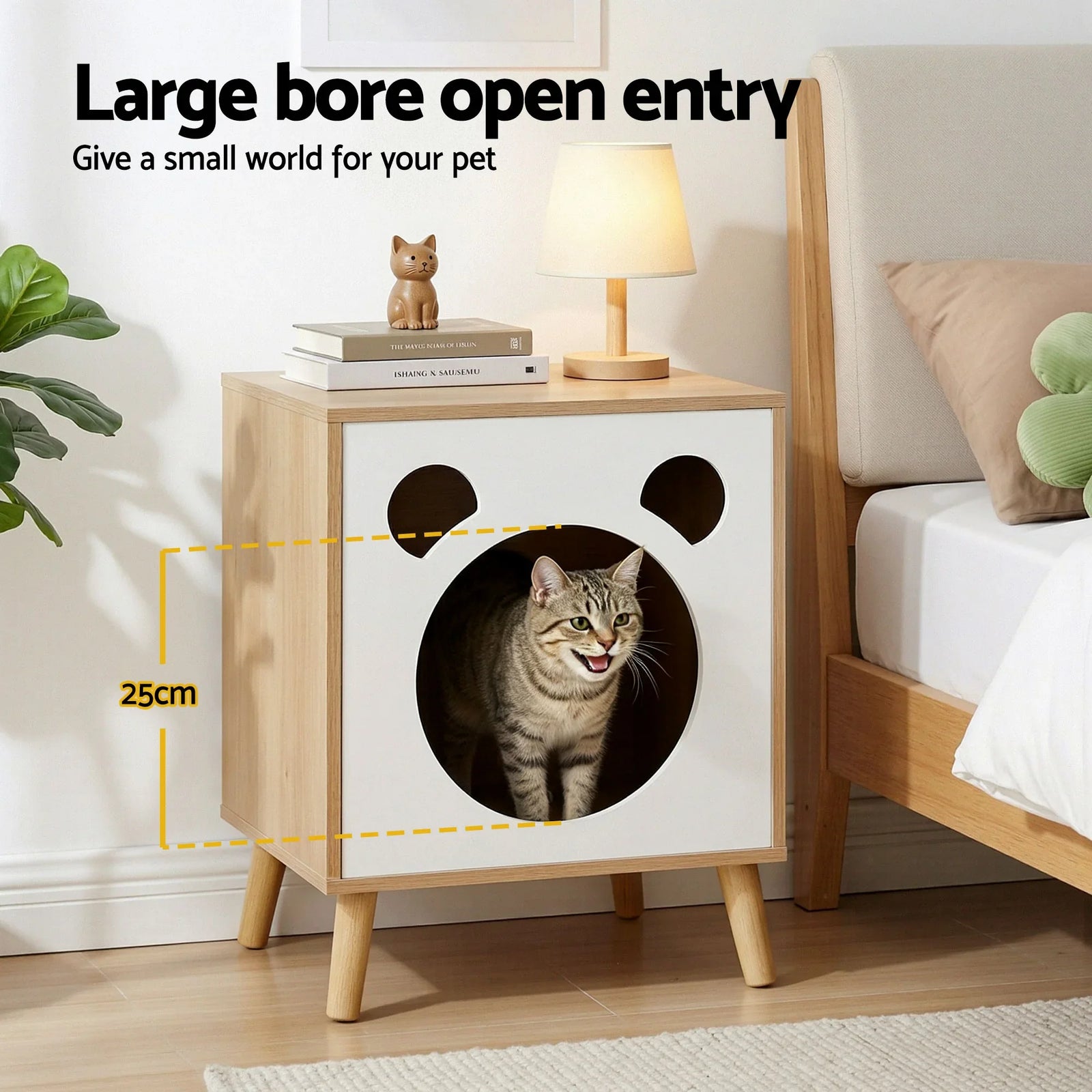 Cat Nest Bedside Table Solid Wood