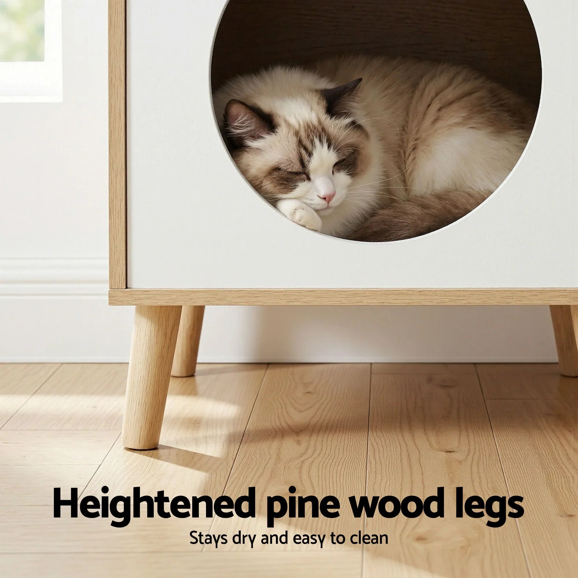 Cat Nest Bedside Table Solid Wood
