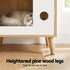 2‑in‑1 Bedside Table & Cat House – MDF/Pine, 60cm, Pine/White
