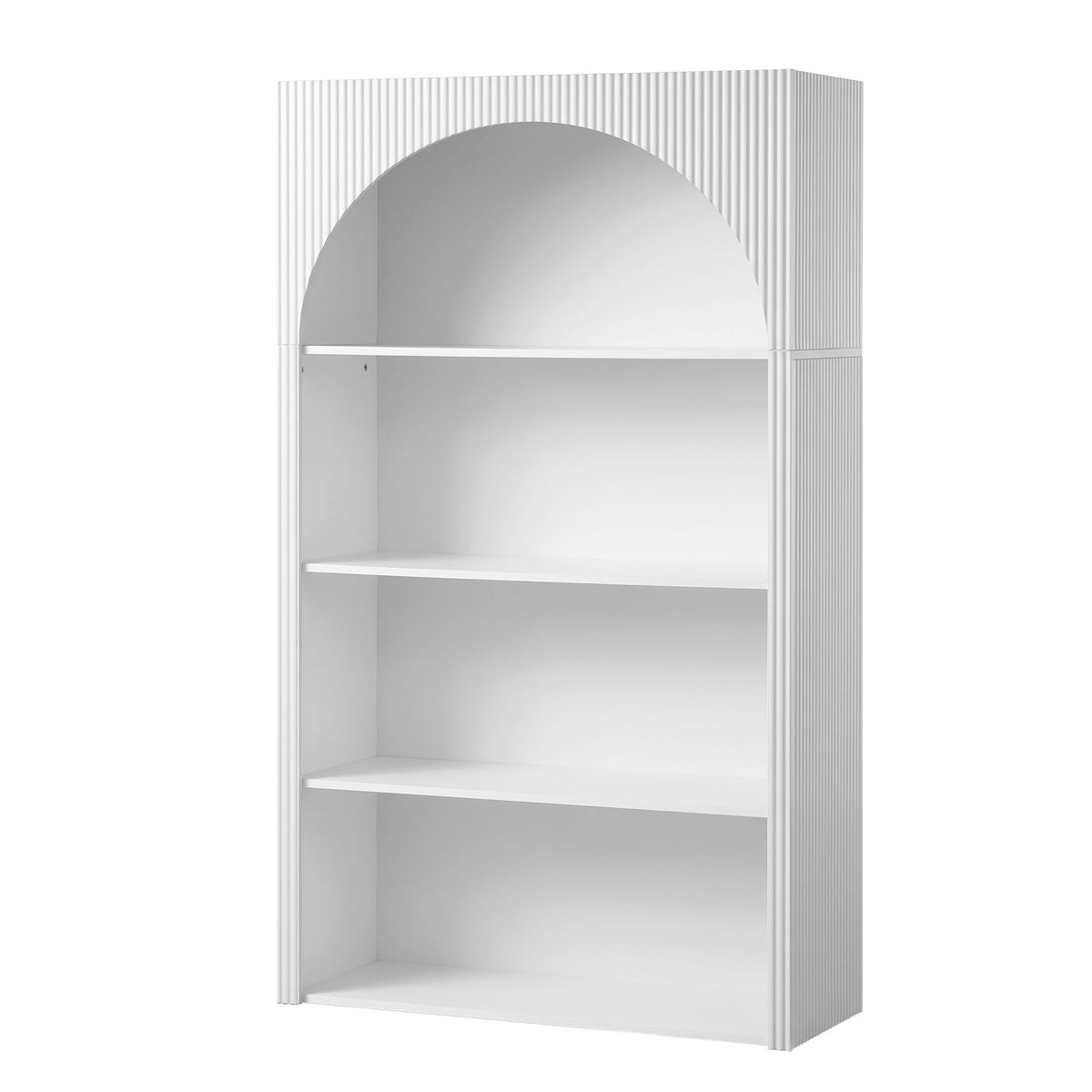 Artiss 4-Tier Arched Bookshelf, White MDF & Birch Wood, 20kg Per Shelf