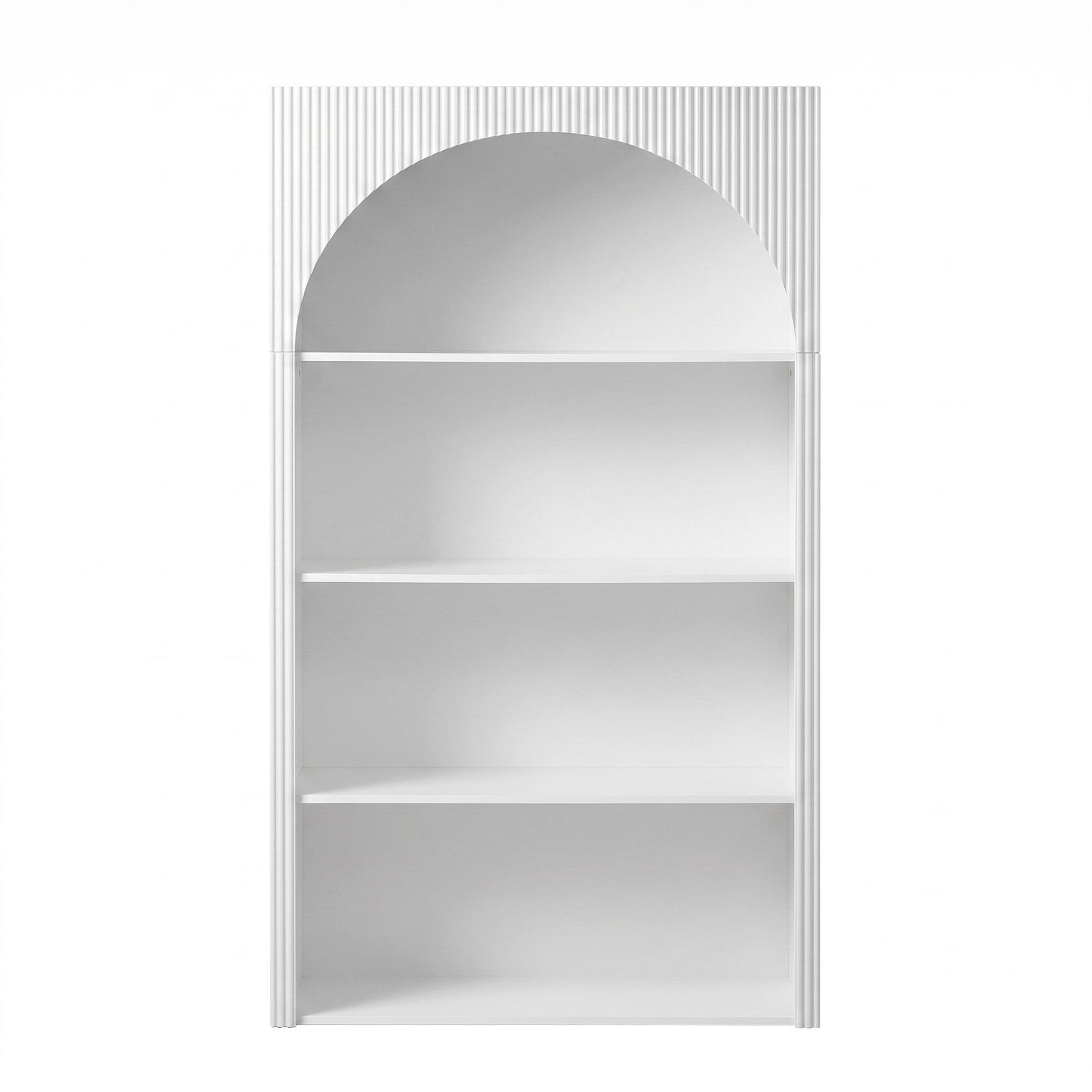 Artiss 4-Tier Arched Bookshelf, White MDF & Birch Wood, 20kg Per Shelf