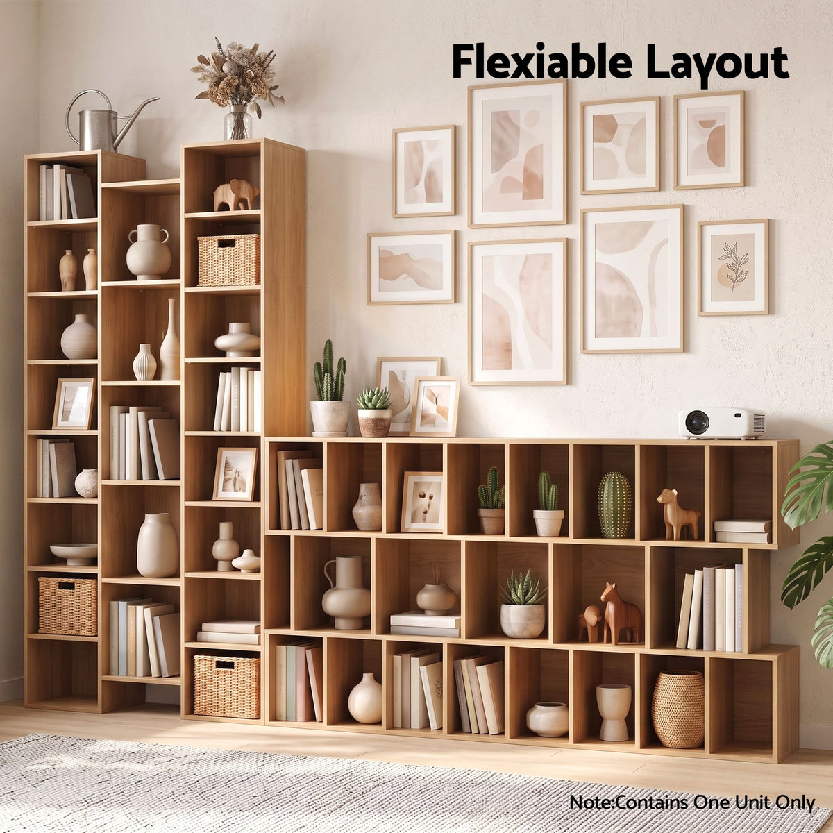 Artiss Bookshelf Display Shelves CD DVD Storage Rack Tall Bookcase Oak