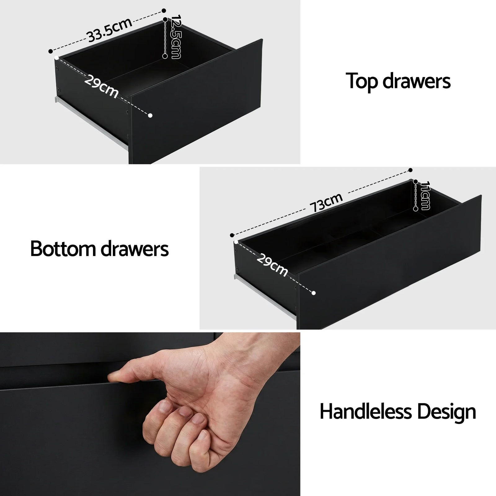 6 Chest of Drawers Tallboy PEPE Black