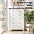Artiss 5 Drawer Tallboy Chest of Drawers White Walnut Storage Unit 123cm