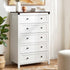 Artiss 5 Drawer Tallboy Chest of Drawers White Walnut Storage Unit 123cm