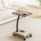 Artiss C Shaped Side Table Coffee Table with Wheels Walnut Black