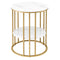2‑Tier Marble‑Finish Coffee Table – White & Gold, MDF with Metal Frame
