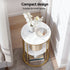 Coffee Table 2-Tier Round Marble Effect White&Gold