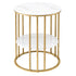 Artiss Side Table Set of 2 Marble Effect Round Coffee Table 2 Tier End Bedside Table Nightstand White&Gold