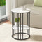Artiss 2-Tier Round Coffee Table Marble Effect Side Table White Black