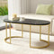 Artiss Marble Effect Coffee Table 100cm Black Gold Metal Frame