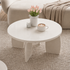 Round Coffee Table High-Gloss Center Table 78x35cm Cream White Minimal