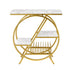 Artiss Side Table Marble Finish Coffee Table Nightstand Storage Shelf White&Gold