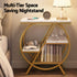 Artiss Side Table Marble Finish Coffee Table Nightstand Storage Shelf White&Gold