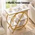 Artiss Side Table Marble Finish Coffee Table Nightstand Storage Shelf White&Gold