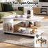 Artiss Coffee Table 90cm Center Table 3 Tier Open Storage Shelf Modern Living Room White & Wood