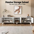 200cm TV Unit – Marble Effect, Soft‑Close Cabinets, Rubber Wood Legs, White