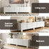 200cm TV Unit – Marble Effect, Soft‑Close Cabinets, Rubber Wood Legs, White