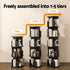 5 Tiers Bookshelf Swivel Bookcase Display Shelves Stand Round Black