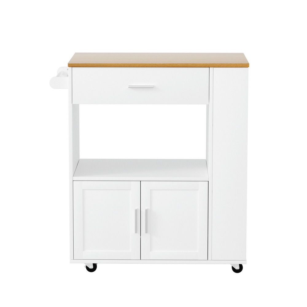 Kitchen Island Trolley Rolling Cart with Storage White & Pine