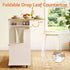 Mobile Kitchen Island – Drop Leaf, Power Outlets, Storage Cabinets, 150×70×90cm