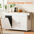 Mobile Kitchen Island – Drop Leaf, Power Outlets, Storage Cabinets, 150×70×90cm