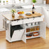 Mobile Kitchen Island – Drop Leaf, Power Outlets, Storage Cabinets, 150×70×90cm
