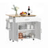 Mobile Kitchen Island – Drop Leaf, Storage Cabinet, 90×68×90cm, White/Oak