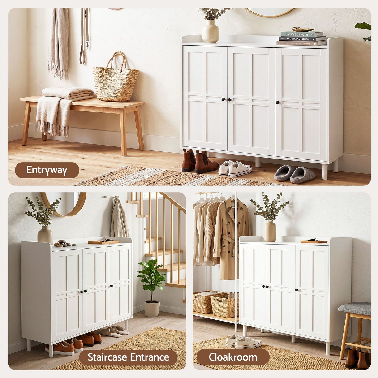8‑Tier Shoe Cabinet – 112×35×100cm, Adjustable Shelves, 30‑Pair Storage, White
