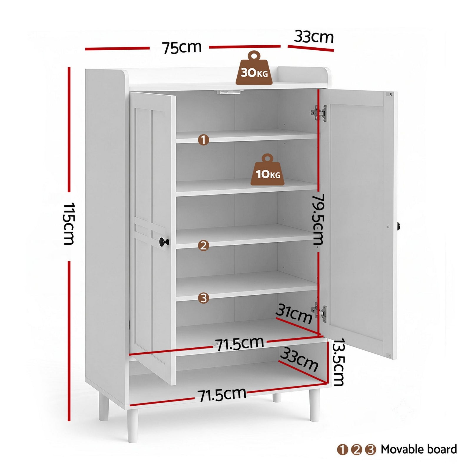 6‑Tier Shoe Cabinet – Adjustable Shelves, 24‑Pair Storage, White
