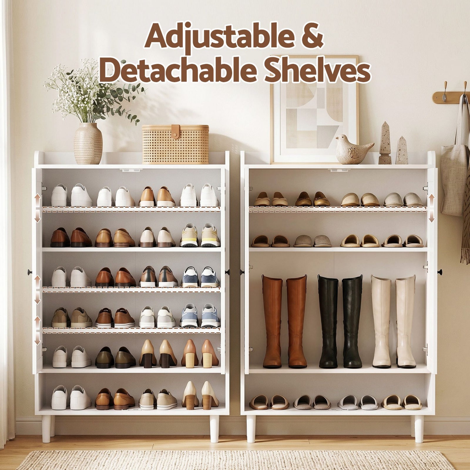 6‑Tier Shoe Cabinet – Adjustable Shelves, 24‑Pair Storage, White