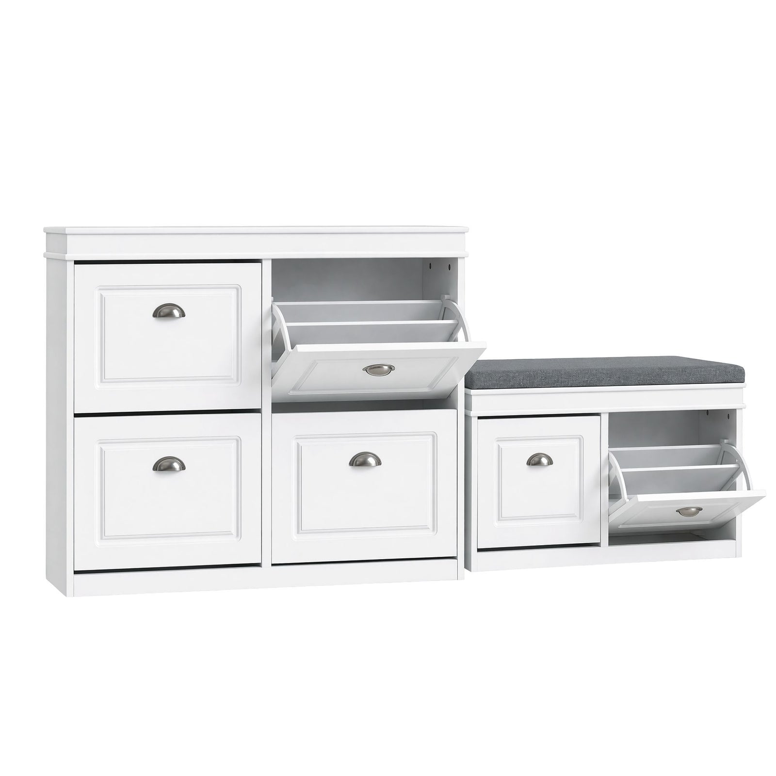 Artiss Shoe Cabinet & Bench Set White – Flip Drawers, 6 Compartments, 105cm
