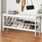 Bamboo Shoe Rack Bench 2-Tier Storage Organizer White 10 Pairs