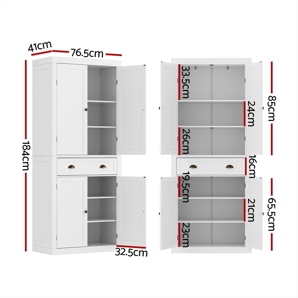 Buffet Sideboard Cabinet White 6 Tier Storage Cupboard with Drawer