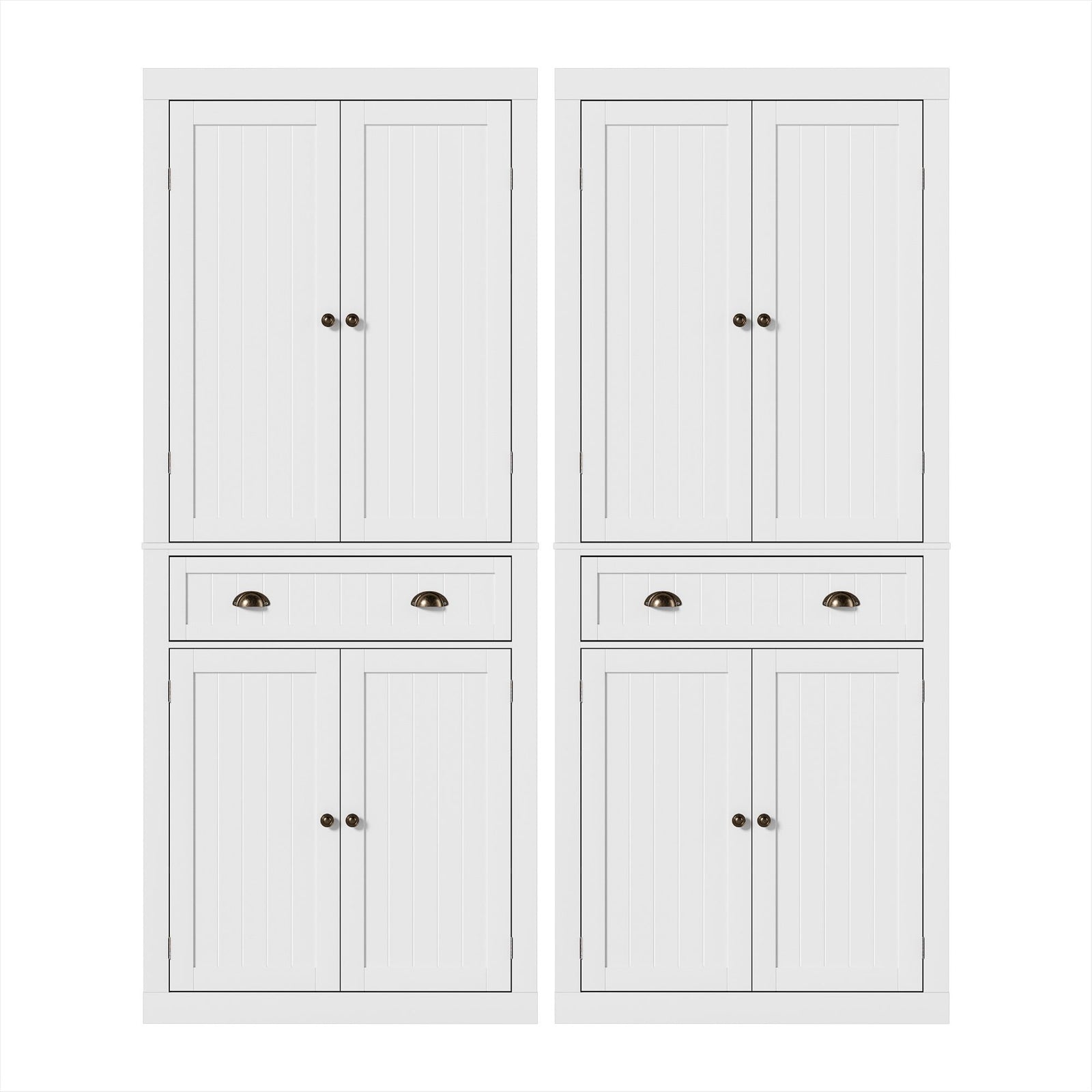 2x Buffet Sideboard Cabinet 6-Tier Storage Pantry Cupboard Drawer White