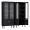 2x Buffet Sideboard Cabinet Pantry 5-Tier Storage Cupboard Fluted Black