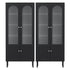 2x Buffet Sideboard Cabinet Pantry 5-Tier Storage Cupboard Fluted Black