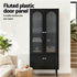 2x Buffet Sideboard Cabinet Pantry 5-Tier Storage Cupboard Fluted Black