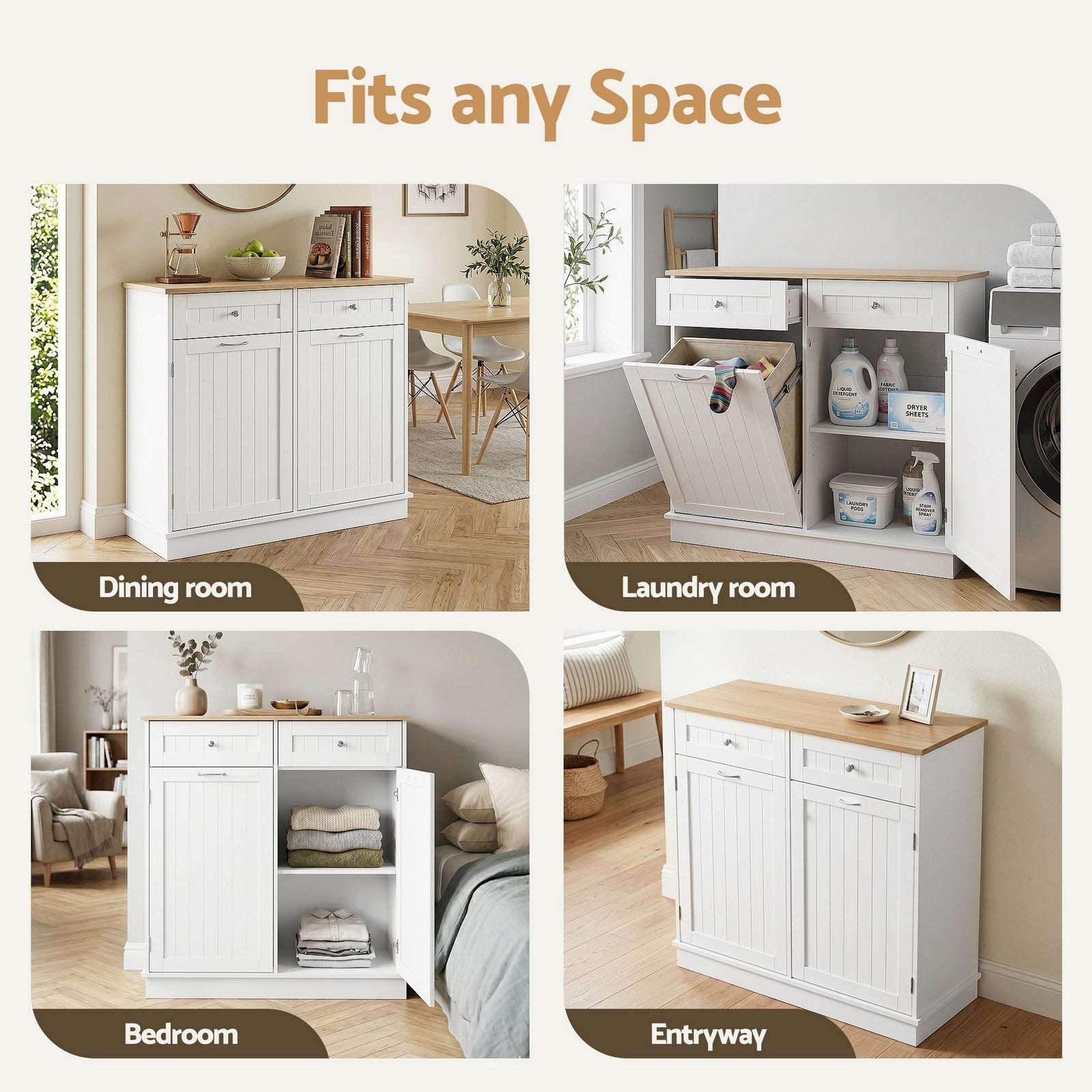 Kitchen Buffet Station – Tilt‑Out 54L Bin, Drawers, Adjustable Cabinet, 100cm