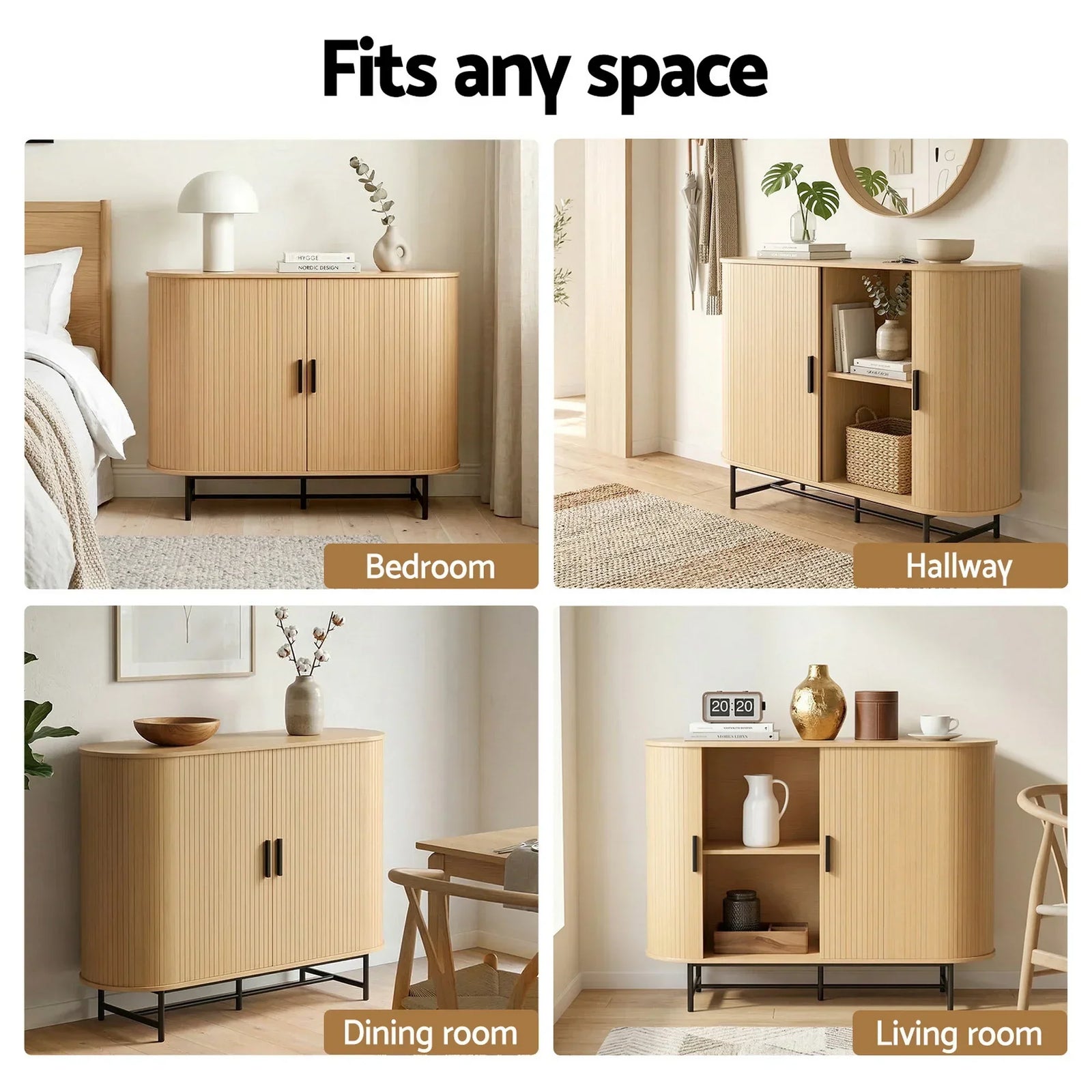Artiss Buffet Sideboard Cupboard Cabinet Sliding Doors Pantry Storage Oak PIIA