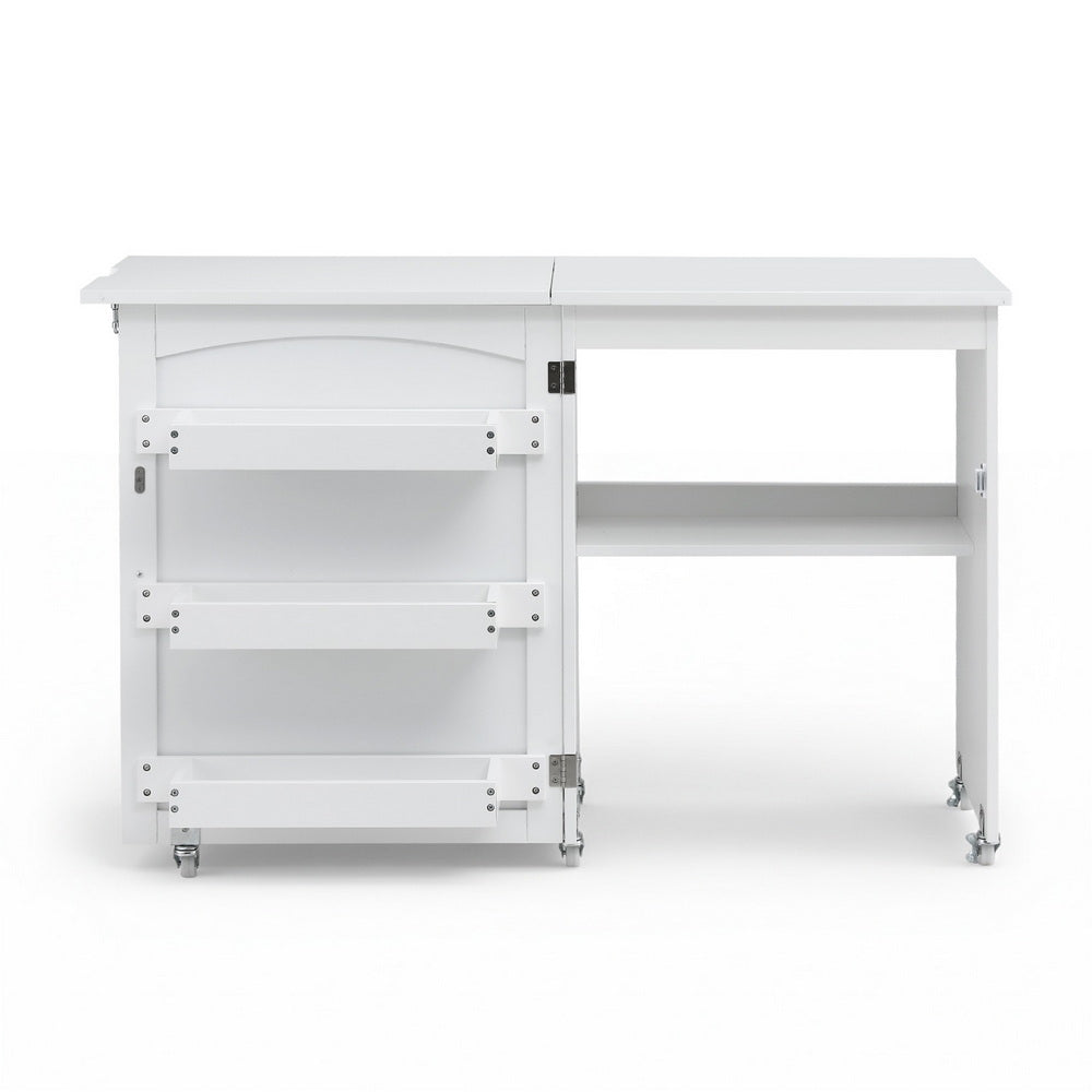 Folding Sewing Table Sewing Machine Desk Multi-functional Rolling Work Table Craft Station