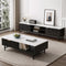 TV Unit & Coffee Table Set Storage Shelf Black