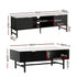 TV Unit & Coffee Table Set Storage Shelf Black