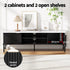 TV Unit & Coffee Table Set Storage Shelf Black