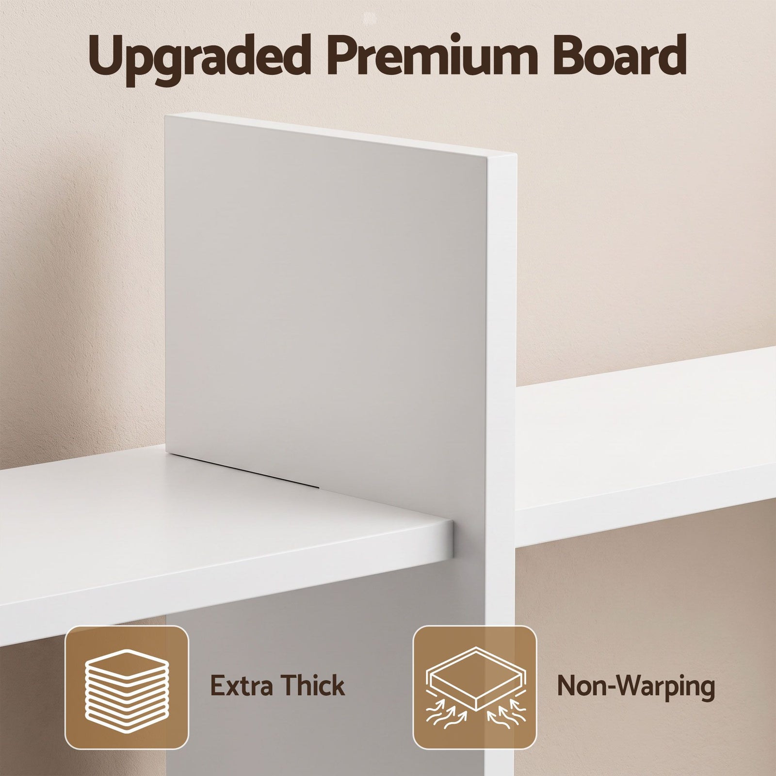 Artiss 15-Section Floating Wall Shelf, White, 116x18x129cm E1 PB Board